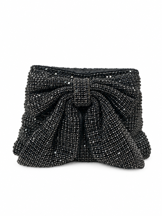 Clutch nera con fiocco scintillante