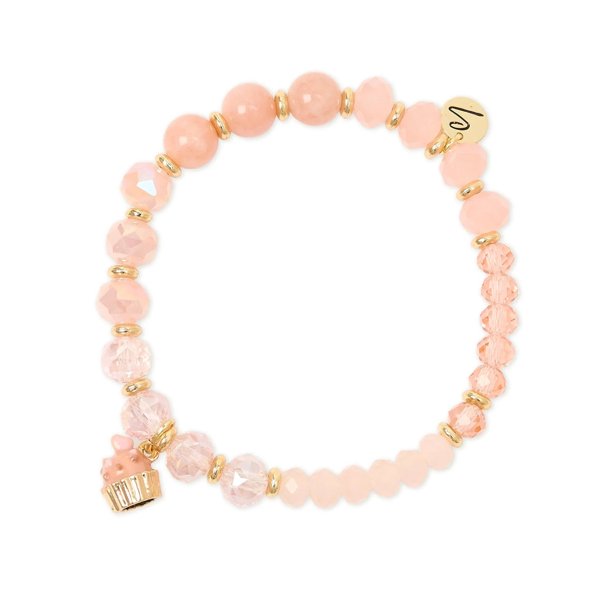 Bracciale elastico con charm cupcake Cherie - Rosa