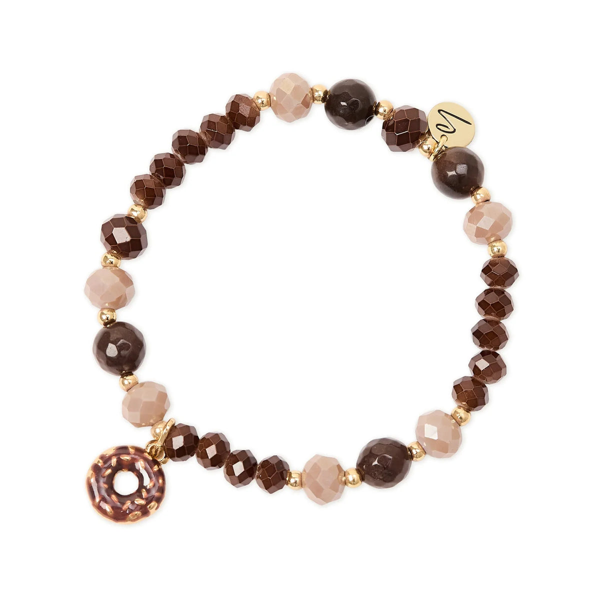 Bracciale elastico con charm donut Cherie - Marrone