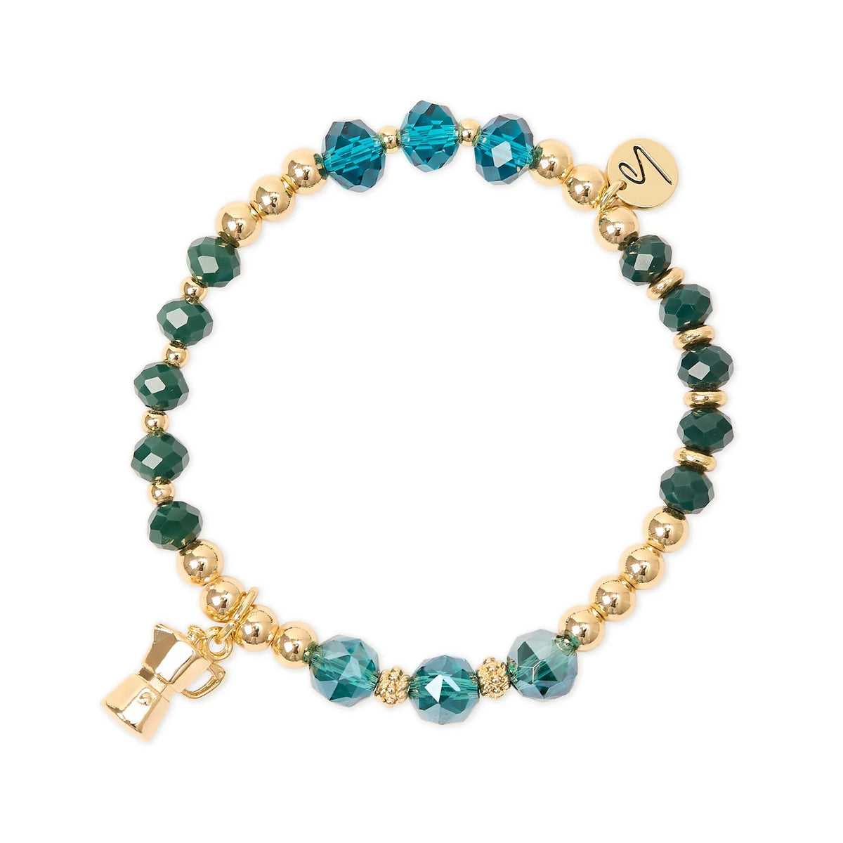 Bracciale elastico con charm moka Cherie - Blu