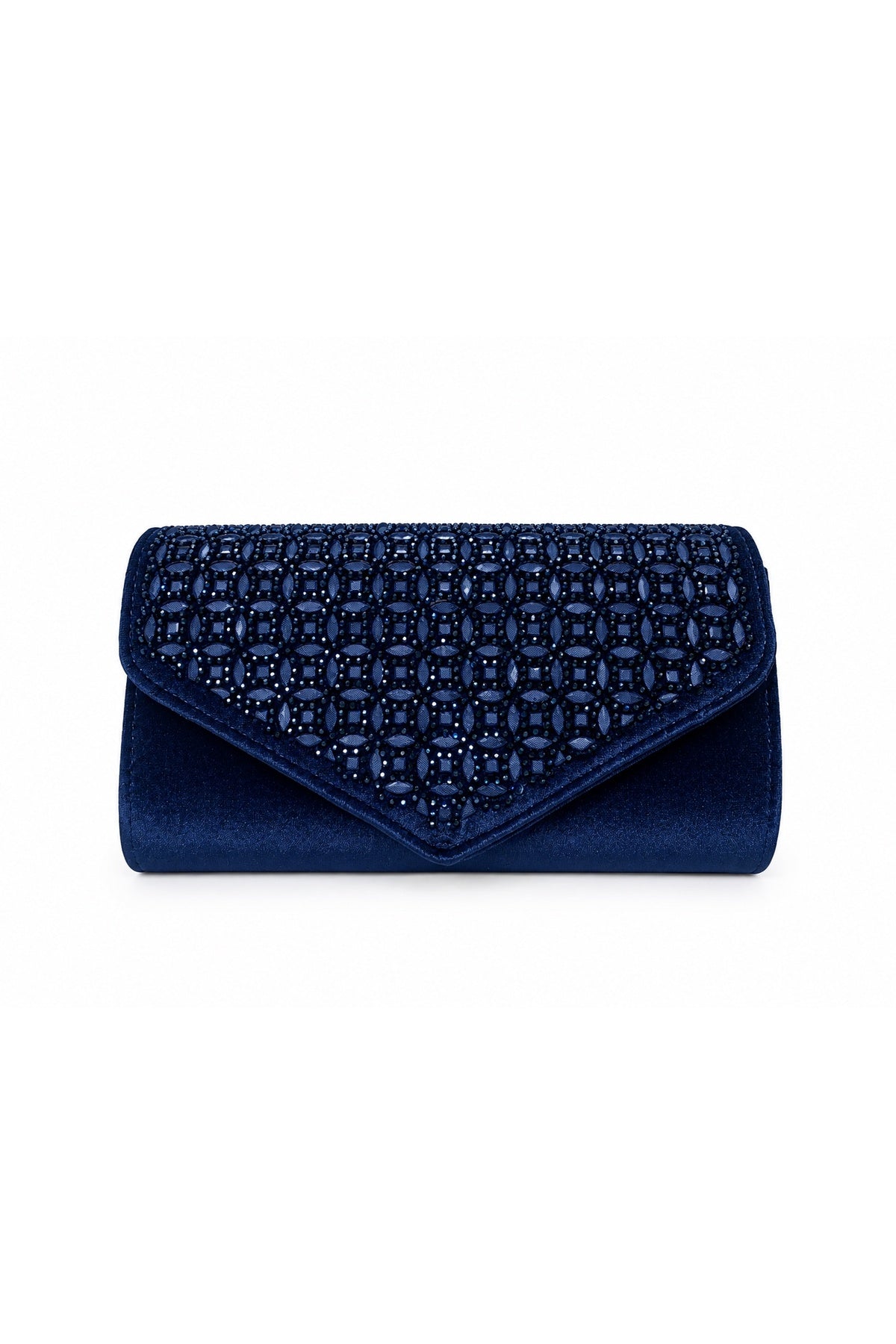 Pochette blu con dettagli gioiello