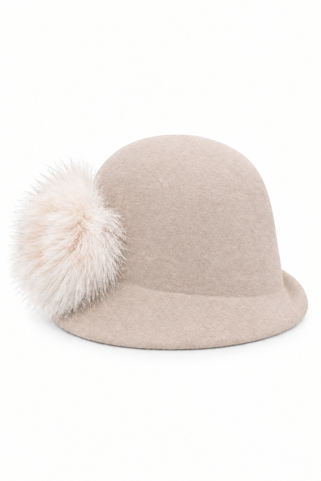 Cappello in feltro sabbia con dettaglio in pelliccia