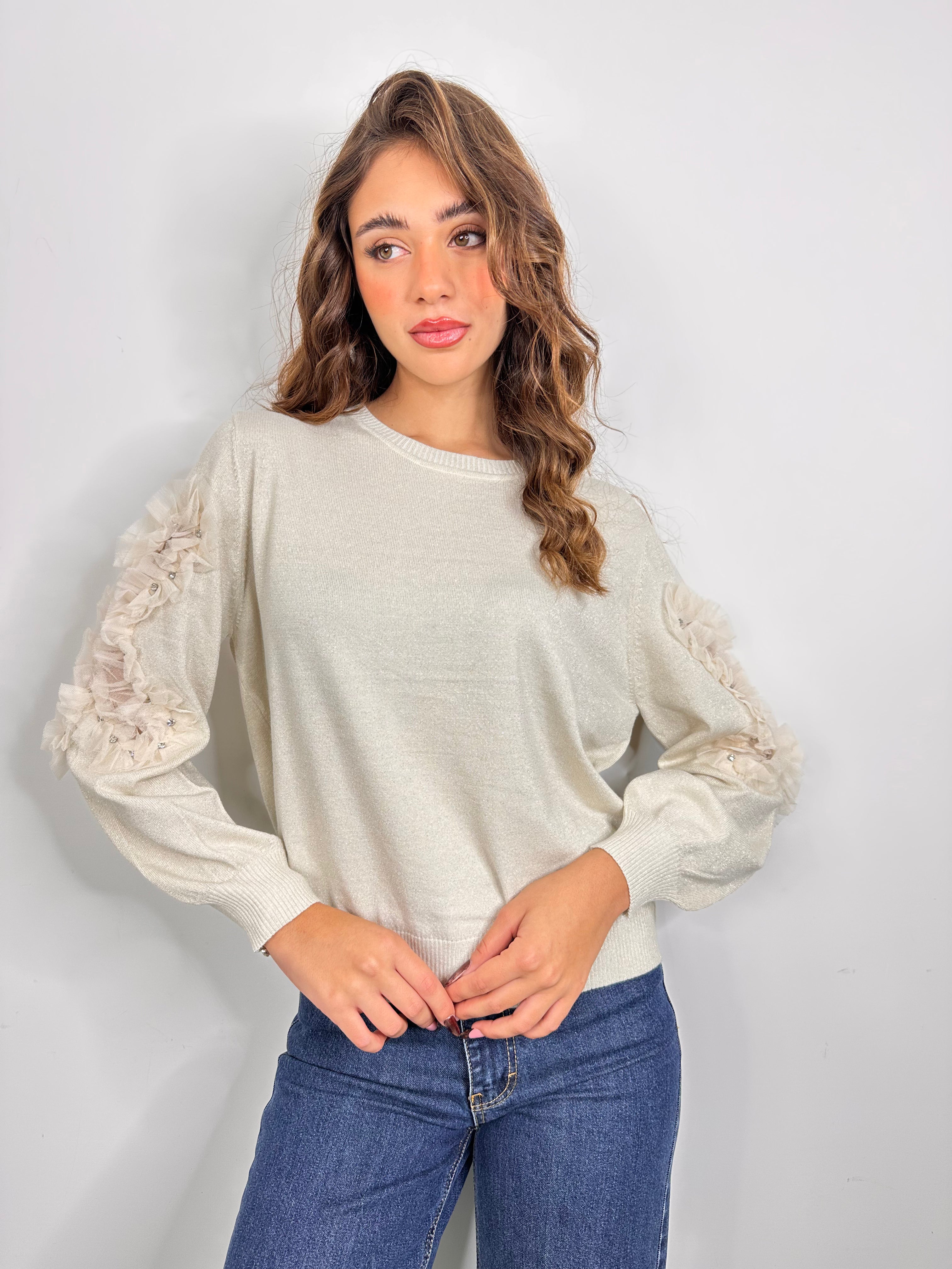 Maglia con Maniche in tulle