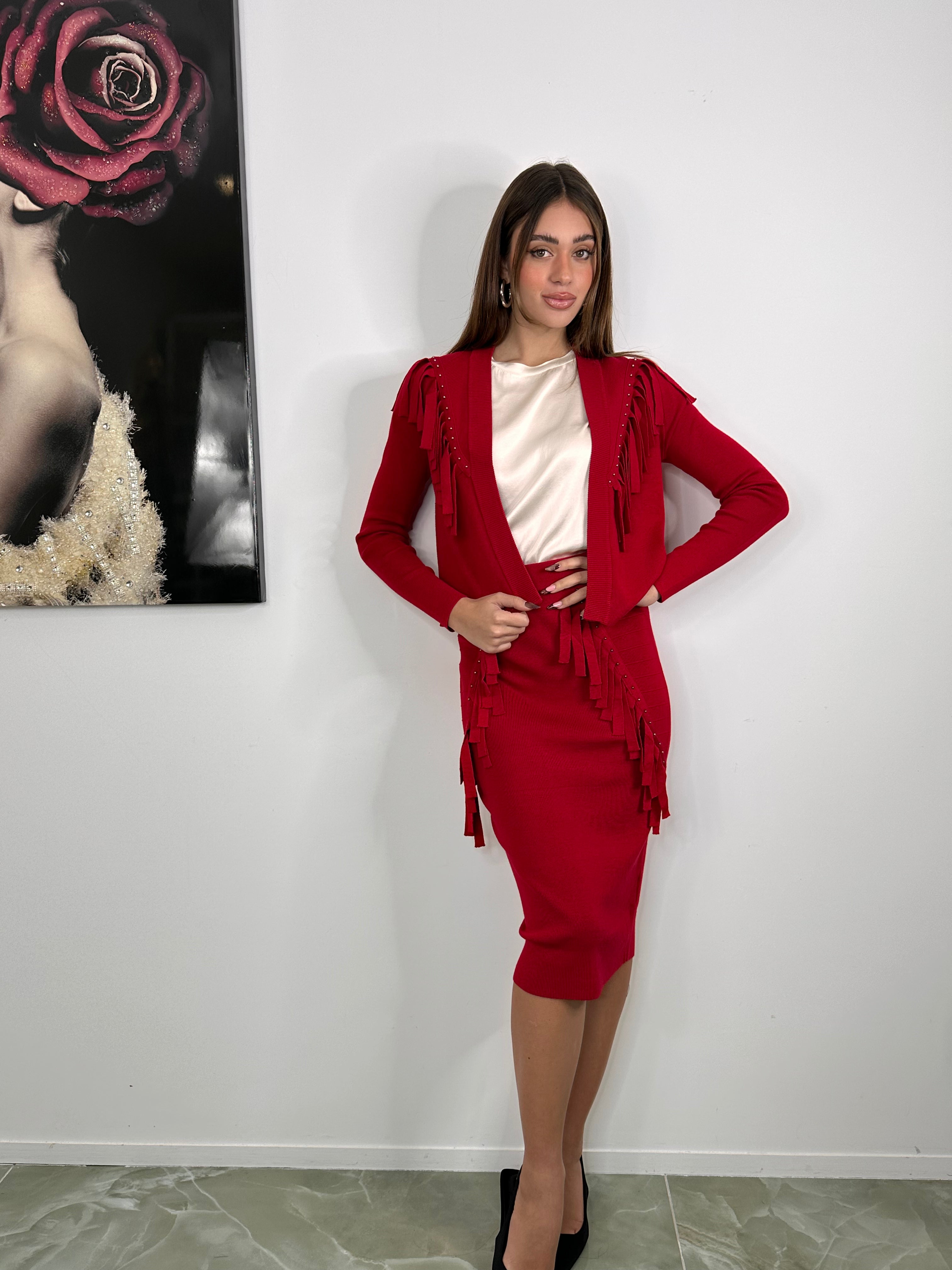 Completo rosso con Frange