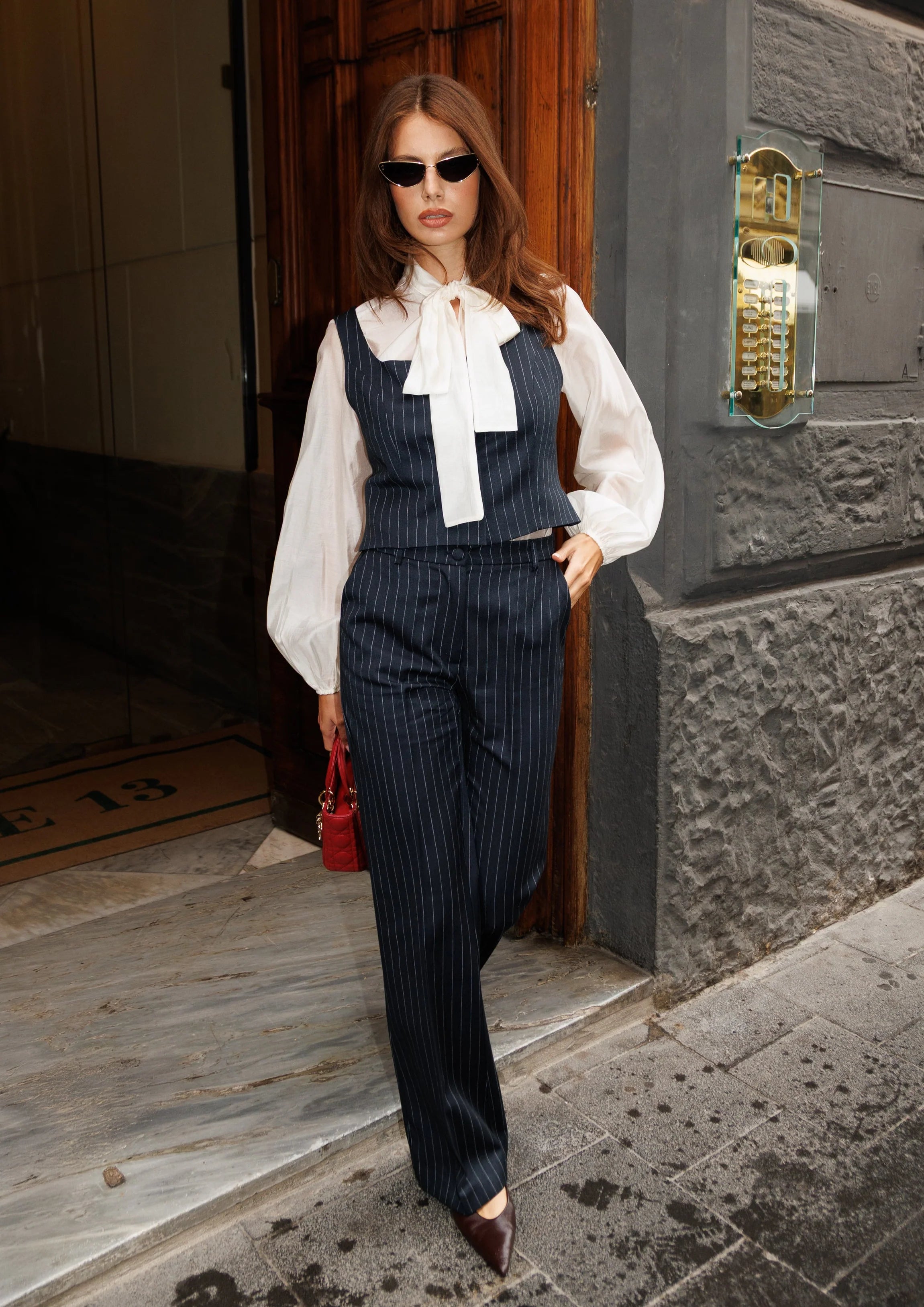 Set 3 pezzi Miranda Gessato Blu Navy