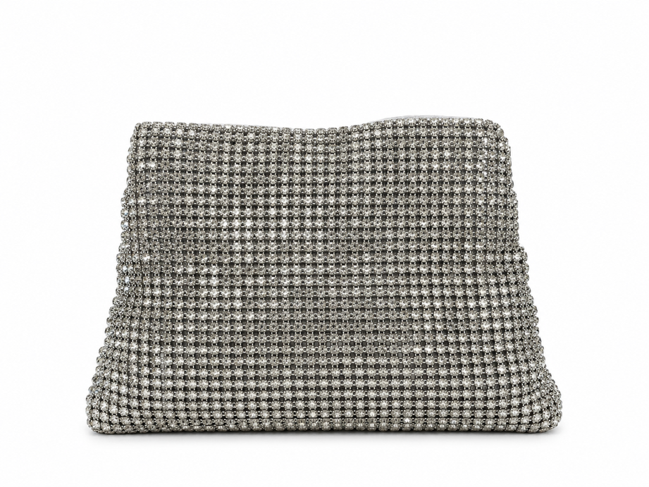 Clutch argento con fiocco scintillante