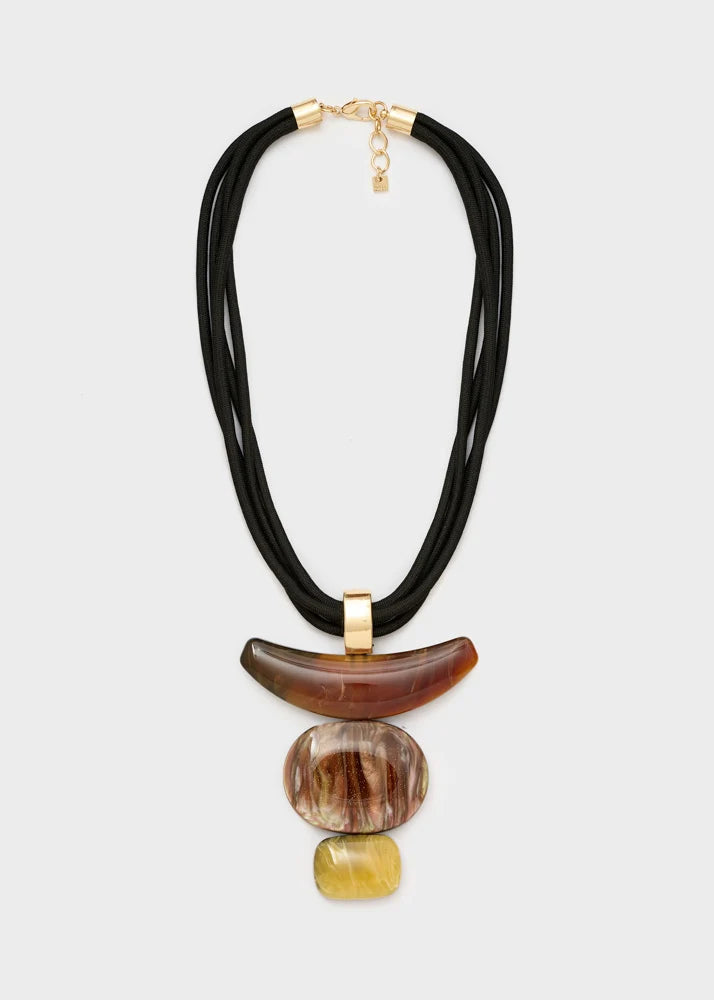 Collana Thai in corda con pendenti nero/marrone