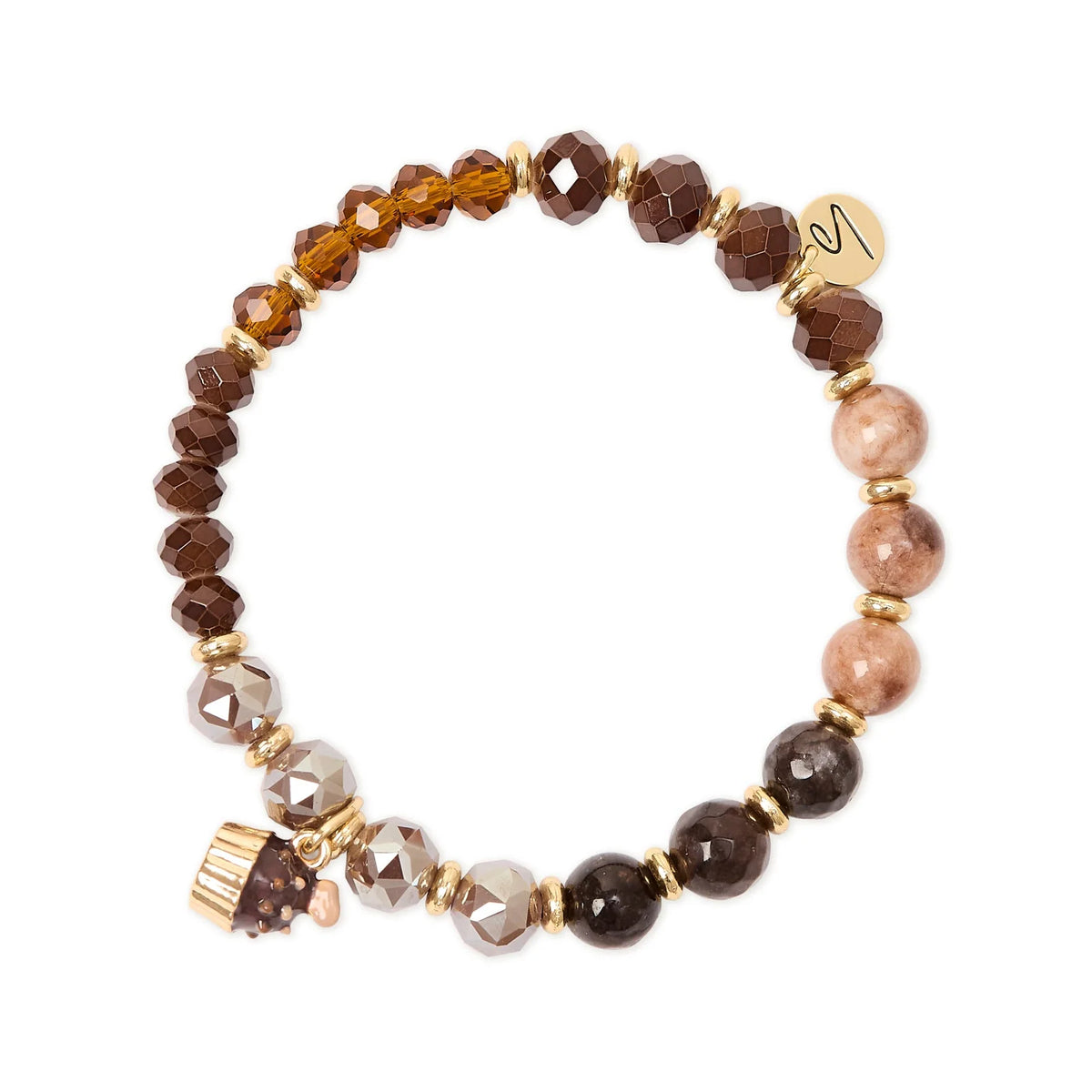 Bracciale elastico con charm cupcake Cherie - Marrone