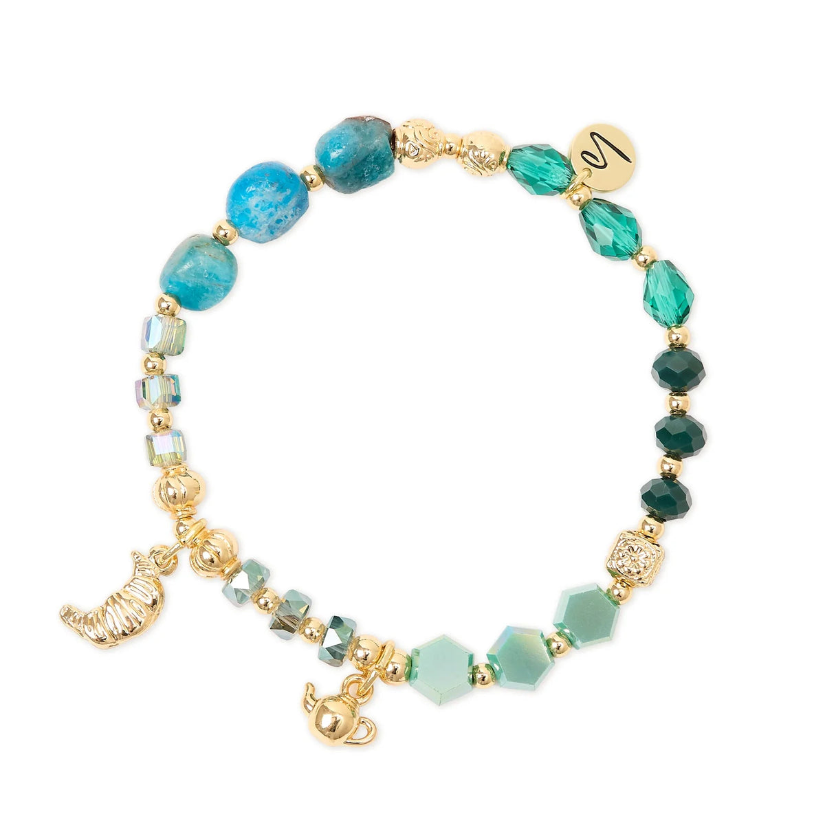Bracciale elastico con doppio charm Cherie - Blu