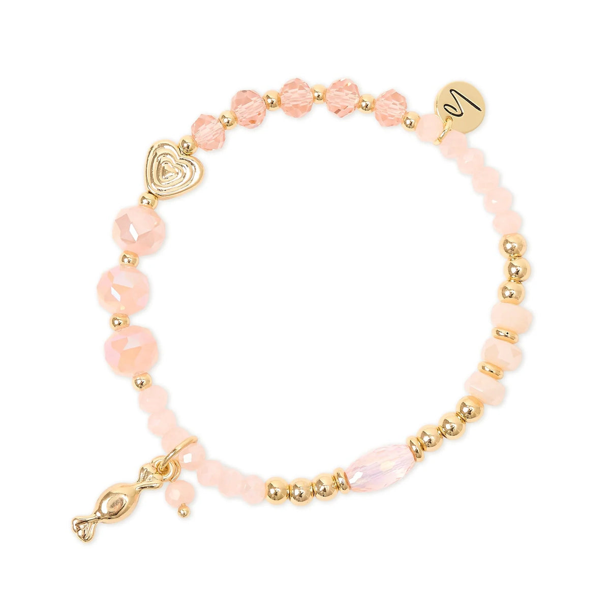 Bracciale elastico con charm caramella Cherie - Rosa