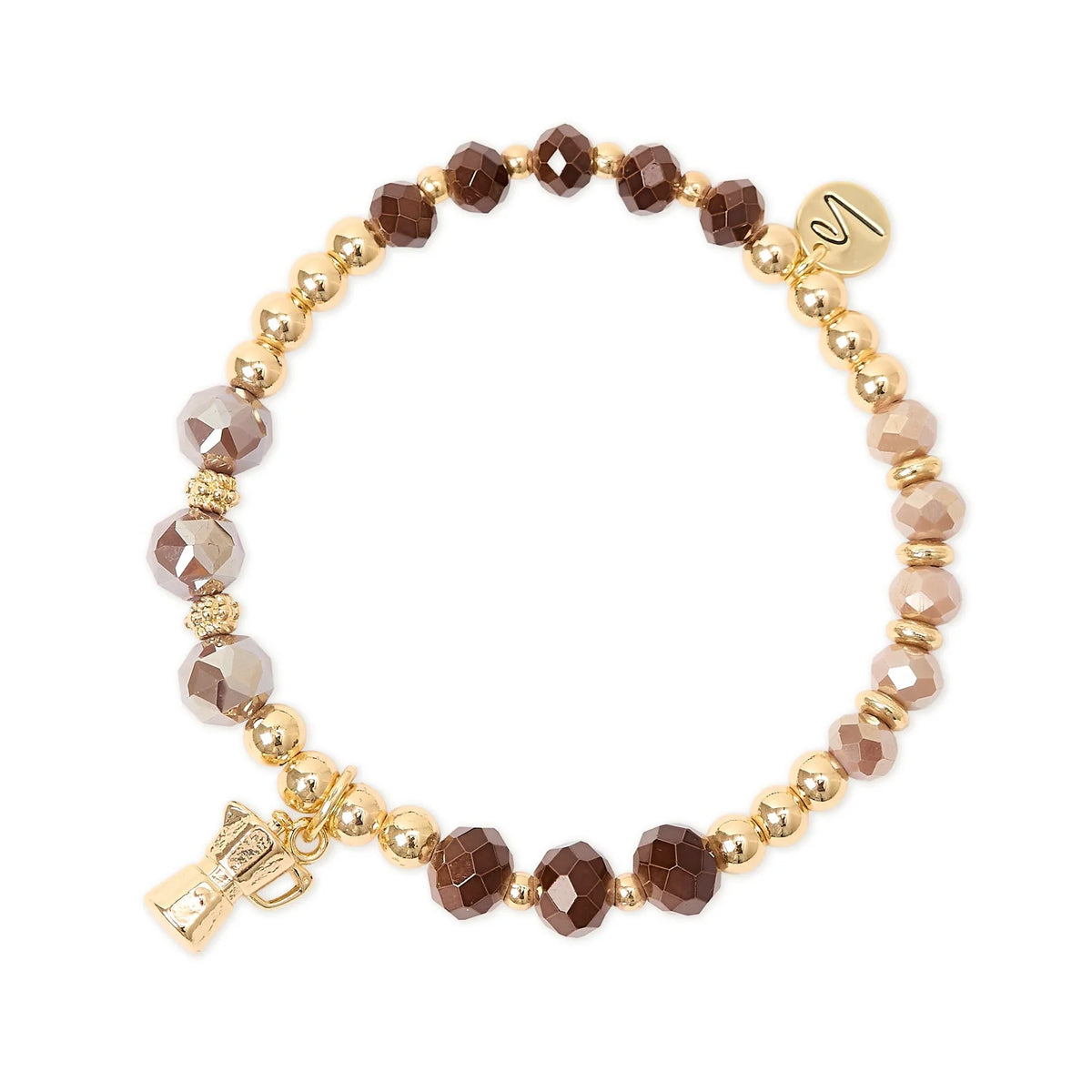 Bracciale elastico con charm moka Cherie - Marrone
