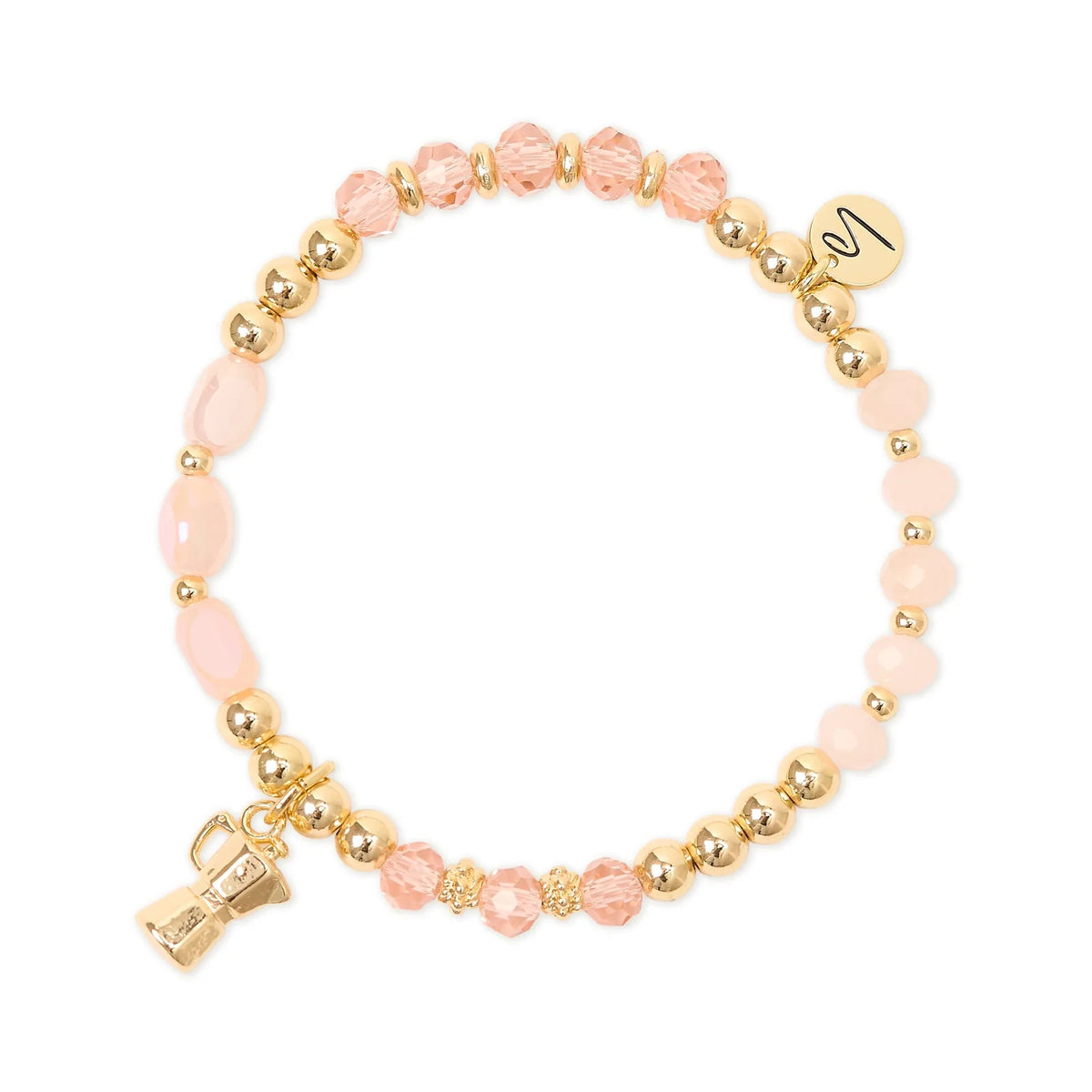 Bracciale elastico con charm moka Cherie - Rosa