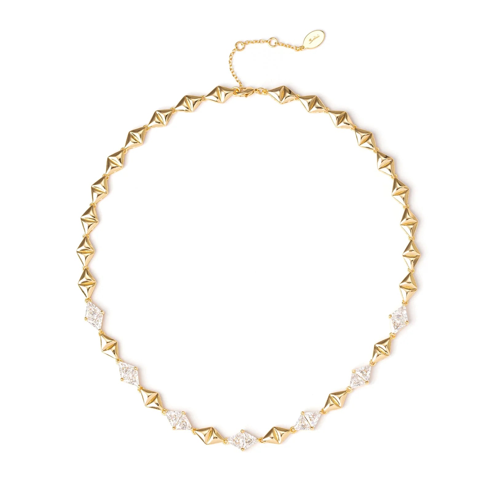 Girocollo di triangoli ottone e zirconi Eva - Oro