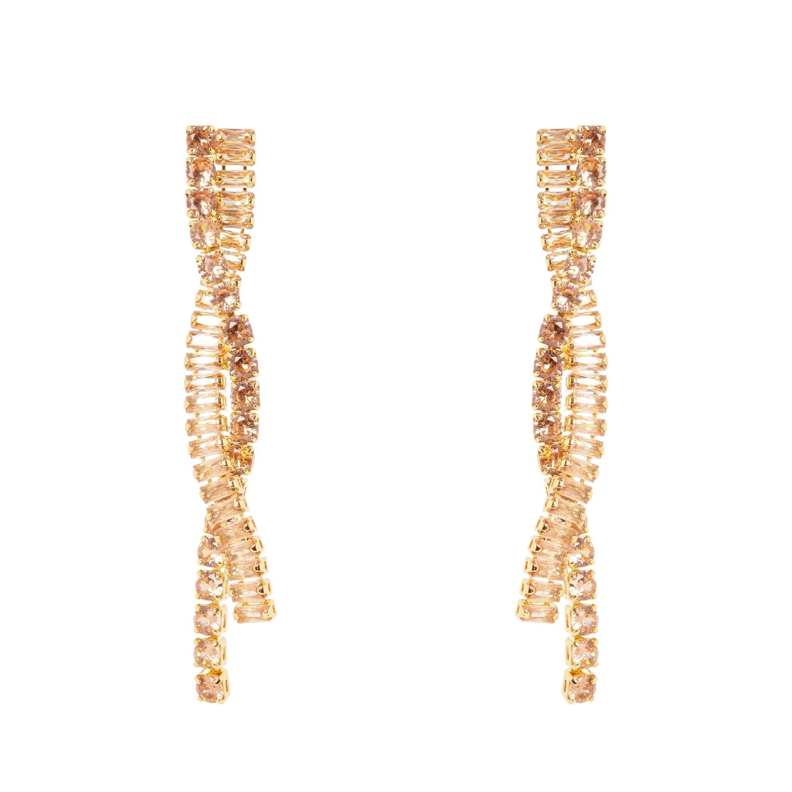 Orecchini lunghi a due fili Serenissima - Champagne