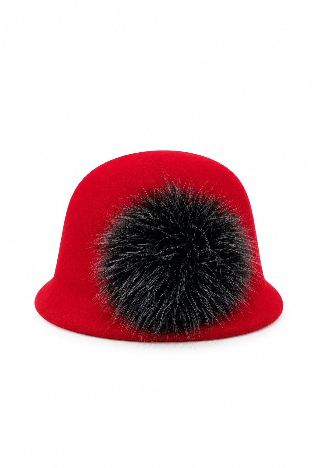 Cappello in feltro rosso con dettaglio in pelliccia