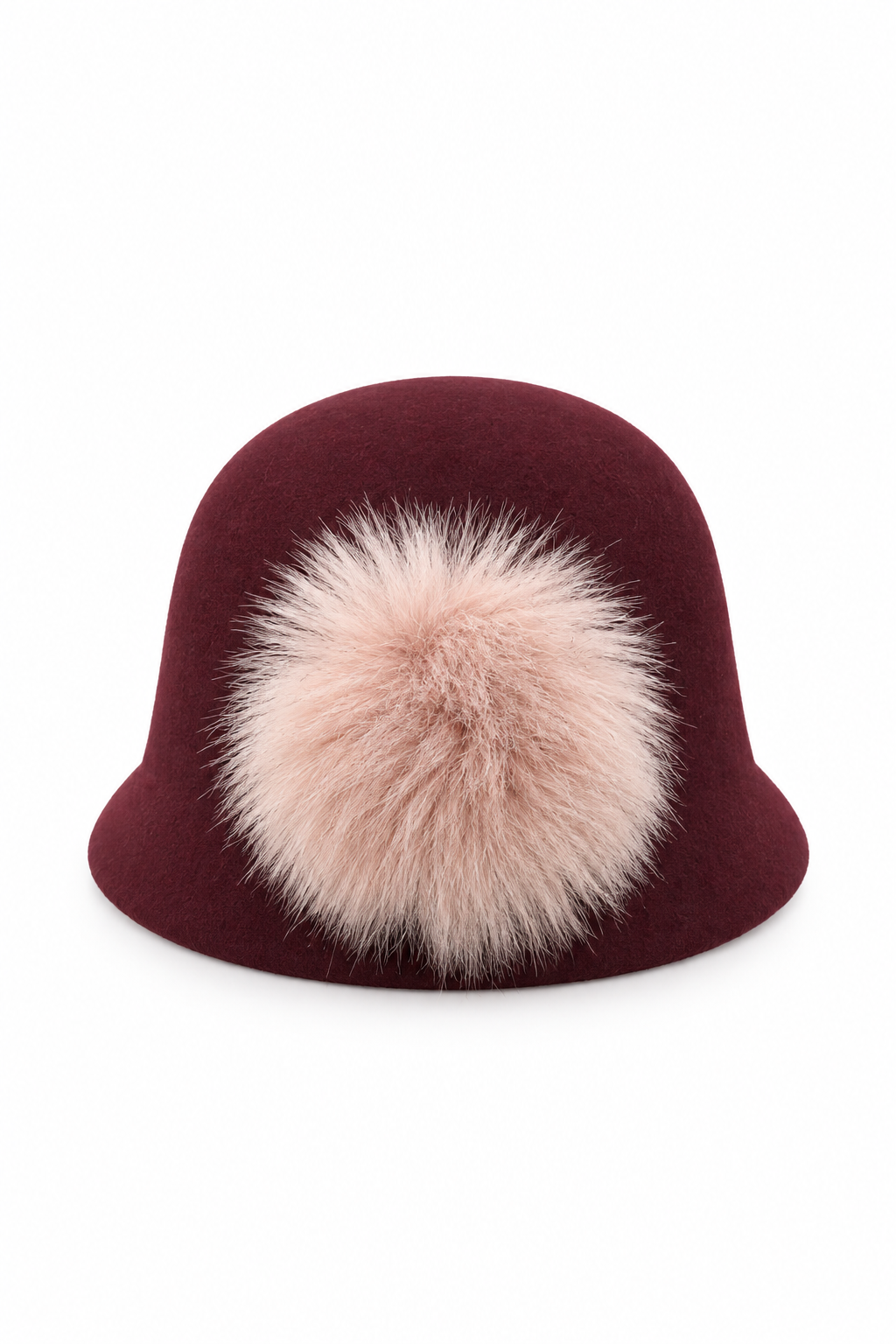 Cappello in feltro bordeaux con dettaglio in pelliccia