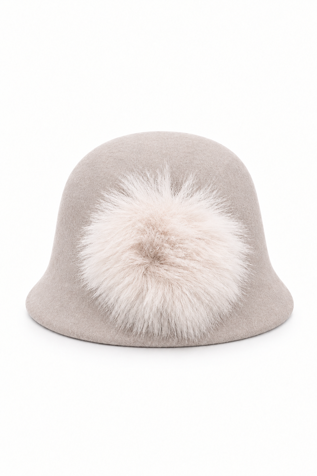 Cappello in feltro sabbia con dettaglio in pelliccia