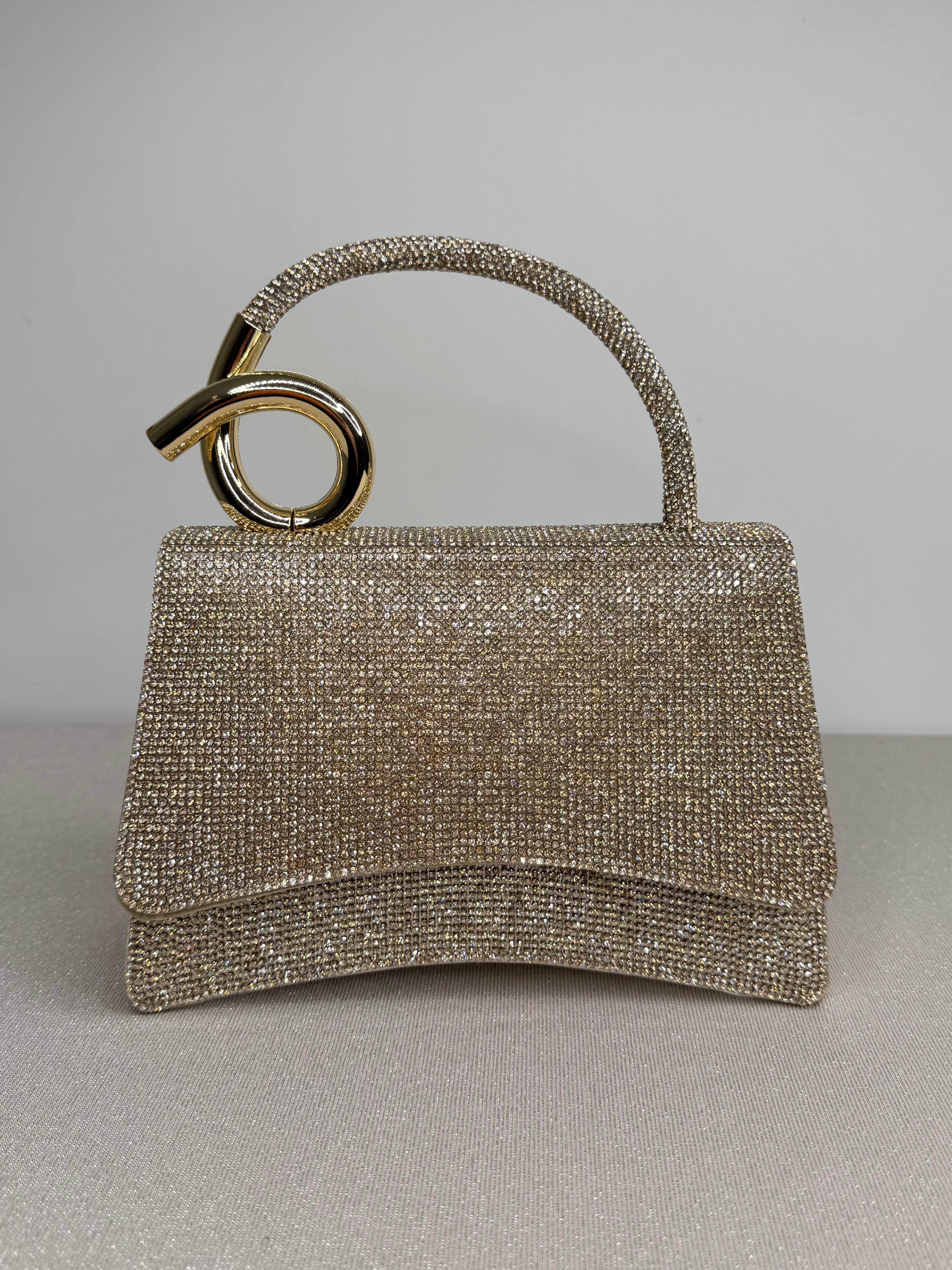 Borsa  elegante con cristalli e manico gioiello
