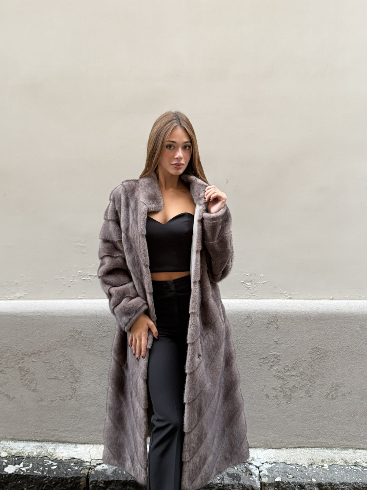 Cappotto Ecopelliccia Chevron