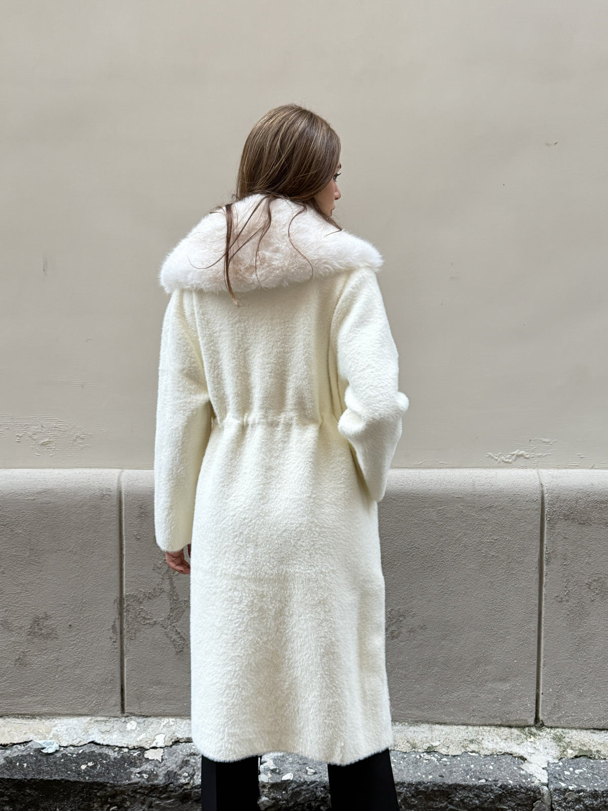 Cappotto lungo ecopelliccia