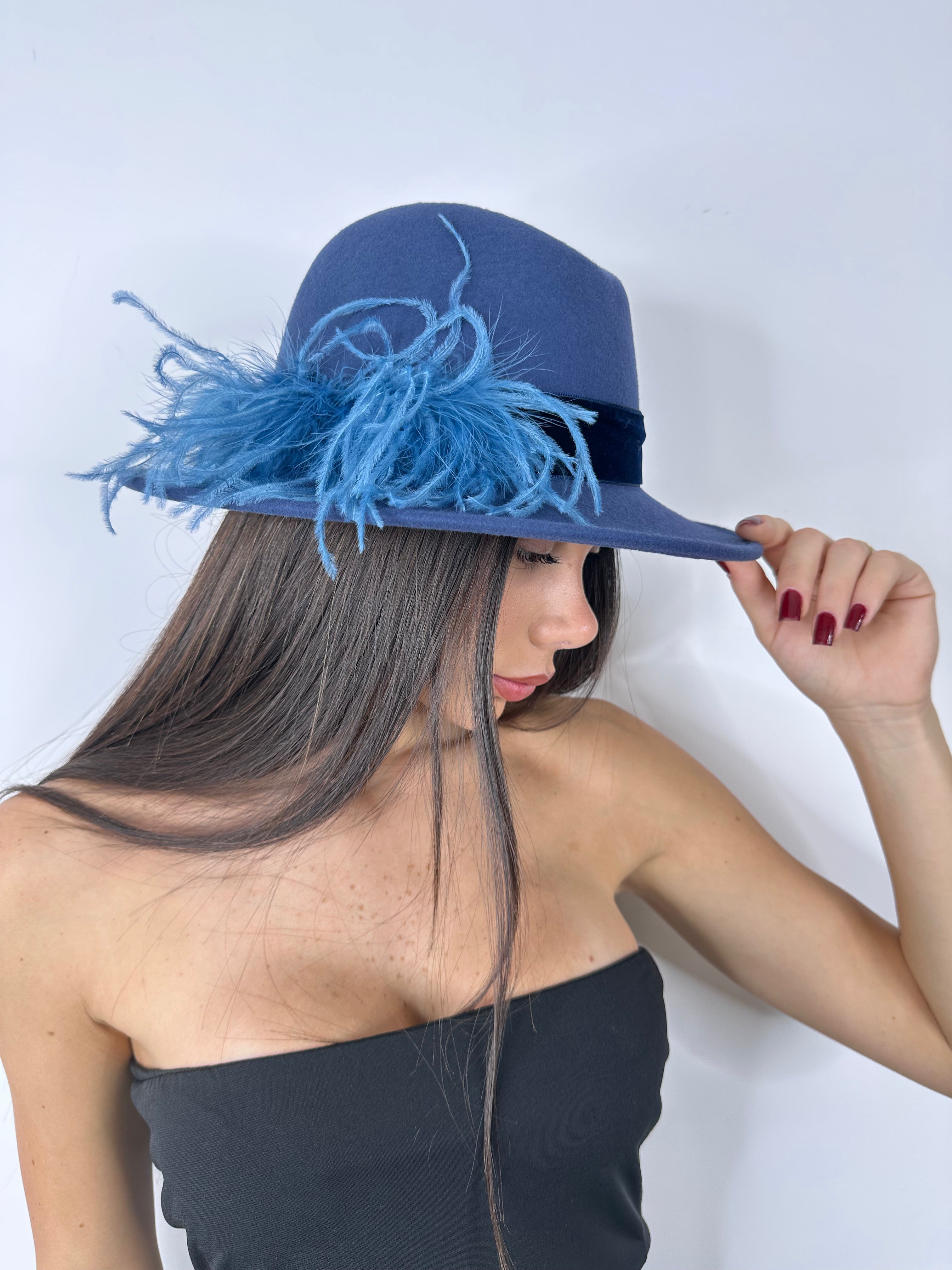 Cappello in Feltro con piume Alessandra Cruciani