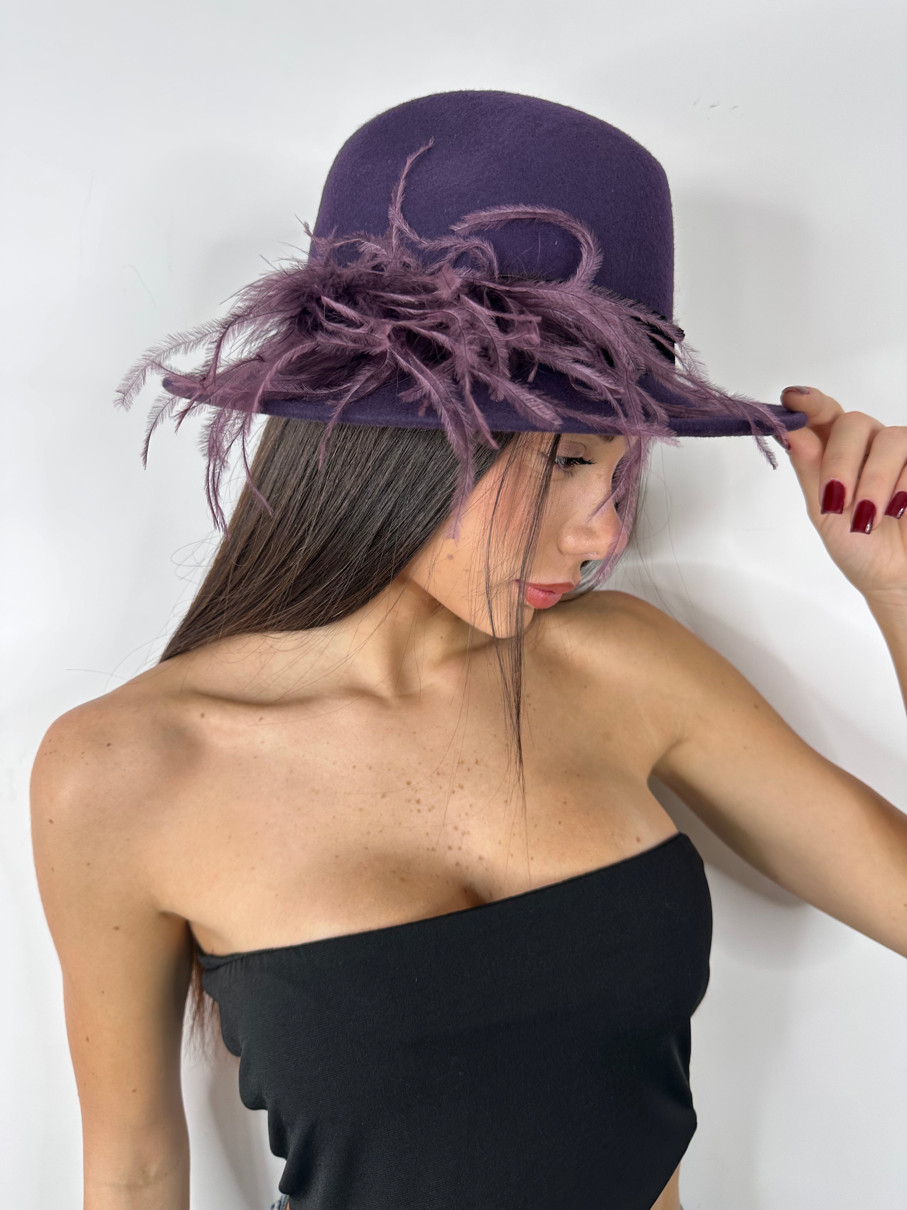 Cappello in Feltro con piume Alessandra Cruciani