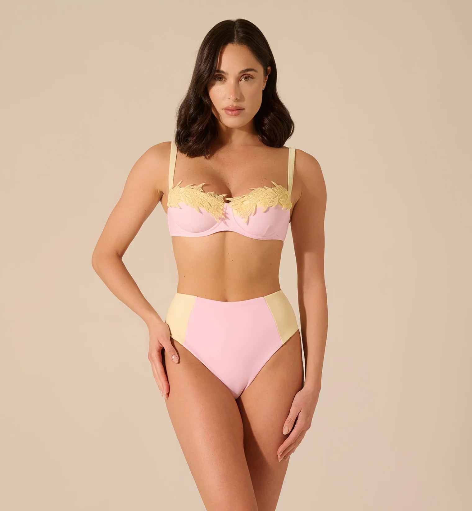 Bikini ferretto Diana Rosa Confetto e Giallo Pastello