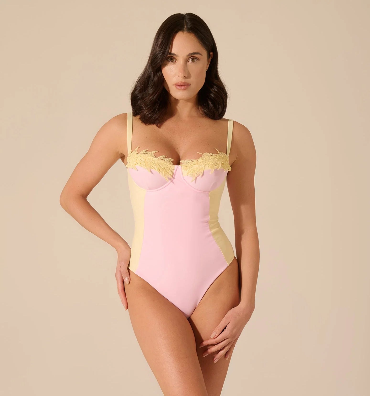 Intero ferretto Vittoria Rosa confetto e Giallo Pastello