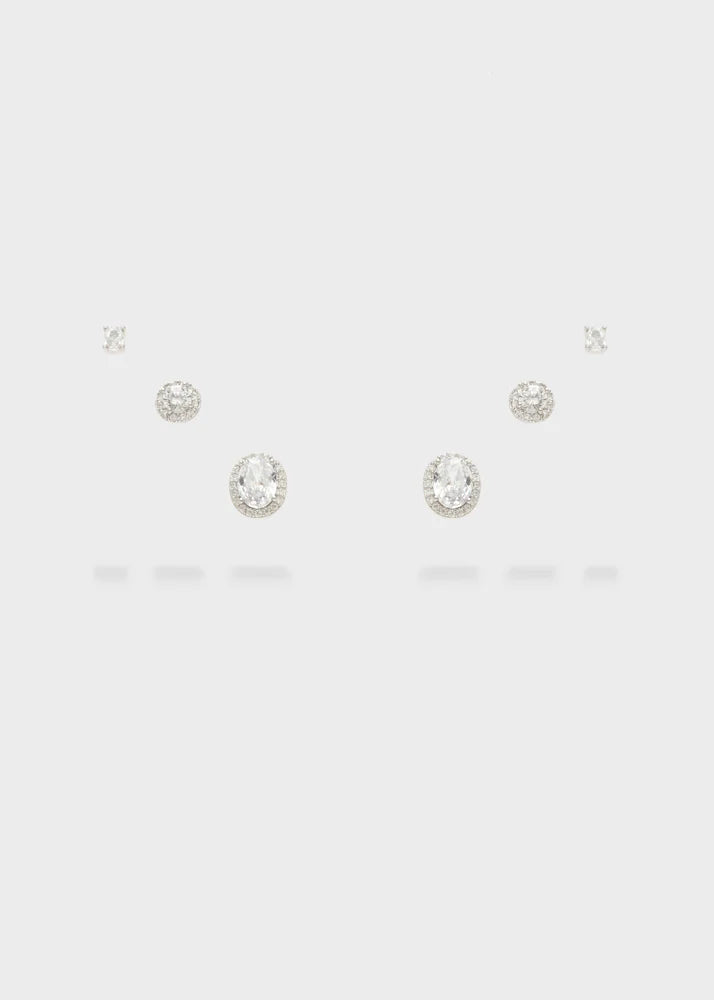 Set orecchini tondi con zirconi argento