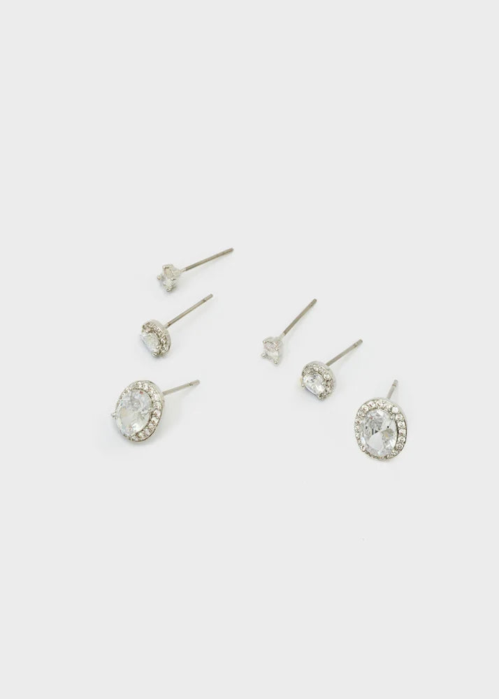 Set orecchini tondi con zirconi argento