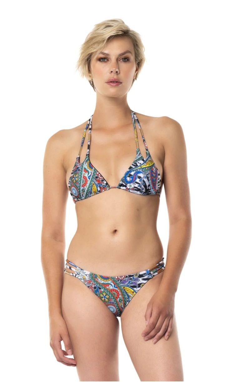 Bikini triangolo push up paillettes paisley zebra